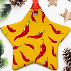 Chili Vegetable Pattern Background Ornament (star) by BangZart