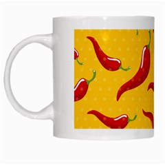 Chili Vegetable Pattern Background White Mugs by BangZart