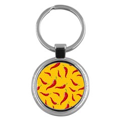 Chili Vegetable Pattern Background Key Chain (round) by BangZart