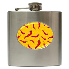 Chili Vegetable Pattern Background Hip Flask (6 Oz) by BangZart