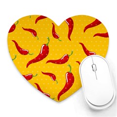 Chili Vegetable Pattern Background Heart Mousepads by BangZart