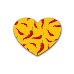 Chili Vegetable Pattern Background Rubber Coaster (heart)  by BangZart