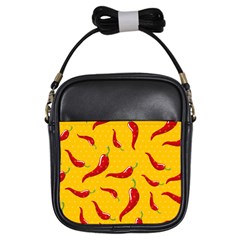 Chili Vegetable Pattern Background Girls Sling Bag by BangZart