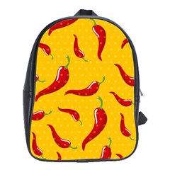 Chili Vegetable Pattern Background School Bag (xl) by BangZart