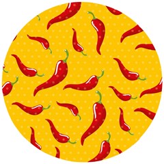 Chili Vegetable Pattern Background Wooden Puzzle Round by BangZart