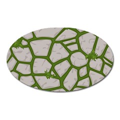 Cartoon Gray Stone Seamless Background Texture Pattern Green Oval Magnet by BangZart