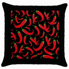 Seamless Vector Pattern Hot Red Chili Papper Black Background Throw Pillow Case (black) by BangZart