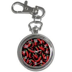 Seamless Vector Pattern Hot Red Chili Papper Black Background Key Chain Watches by BangZart