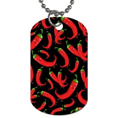 Seamless Vector Pattern Hot Red Chili Papper Black Background Dog Tag (one Side) by BangZart