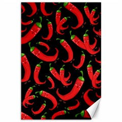 Seamless Vector Pattern Hot Red Chili Papper Black Background Canvas 12  X 18  by BangZart