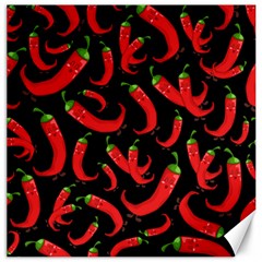 Seamless Vector Pattern Hot Red Chili Papper Black Background Canvas 16  X 16  by BangZart