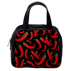 Seamless Vector Pattern Hot Red Chili Papper Black Background Classic Handbag (one Side) by BangZart