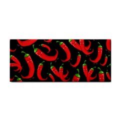 Seamless Vector Pattern Hot Red Chili Papper Black Background Hand Towel by BangZart