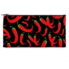 Seamless Vector Pattern Hot Red Chili Papper Black Background Pencil Case by BangZart