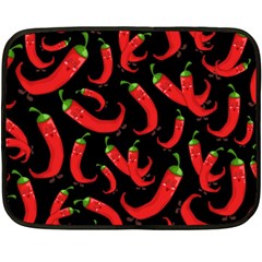 Seamless Vector Pattern Hot Red Chili Papper Black Background Double Sided Fleece Blanket (mini)  by BangZart