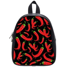 Seamless Vector Pattern Hot Red Chili Papper Black Background School Bag (small) by BangZart