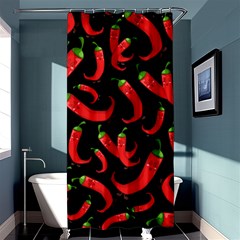 Seamless Vector Pattern Hot Red Chili Papper Black Background Shower Curtain 36  X 72  (stall)  by BangZart