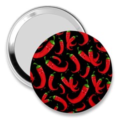 Seamless Vector Pattern Hot Red Chili Papper Black Background 3  Handbag Mirrors by BangZart