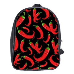 Seamless Vector Pattern Hot Red Chili Papper Black Background School Bag (xl) by BangZart