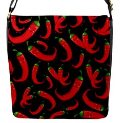 Seamless Vector Pattern Hot Red Chili Papper Black Background Flap Closure Messenger Bag (s) by BangZart