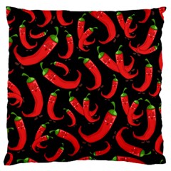 Seamless Vector Pattern Hot Red Chili Papper Black Background Standard Flano Cushion Case (two Sides) by BangZart