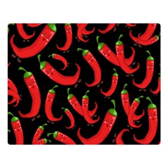 Seamless Vector Pattern Hot Red Chili Papper Black Background Double Sided Flano Blanket (large) 