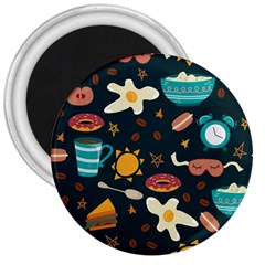 Seamless Pattern With Breakfast Symbols Morning Coffee 3  Magnets by BangZart