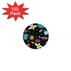 Seamless pattern with breakfast symbols morning coffee 1  Mini Buttons (100 pack) 