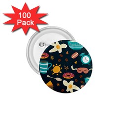 Seamless pattern with breakfast symbols morning coffee 1.75  Buttons (100 pack) 