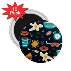 Seamless pattern with breakfast symbols morning coffee 2.25  Magnets (10 pack) 