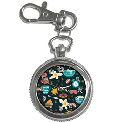 Seamless pattern with breakfast symbols morning coffee Key Chain Watches