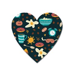 Seamless pattern with breakfast symbols morning coffee Heart Magnet