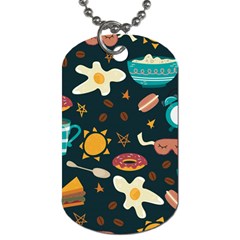 Seamless pattern with breakfast symbols morning coffee Dog Tag (One Side)