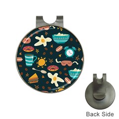 Seamless pattern with breakfast symbols morning coffee Hat Clips with Golf Markers