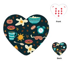 Seamless pattern with breakfast symbols morning coffee Playing Cards Single Design (Heart)