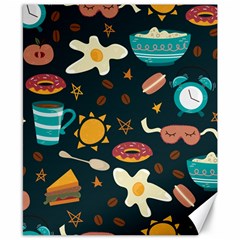 Seamless pattern with breakfast symbols morning coffee Canvas 8  x 10 