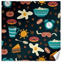 Seamless pattern with breakfast symbols morning coffee Canvas 12  x 12 