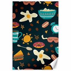 Seamless pattern with breakfast symbols morning coffee Canvas 24  x 36 