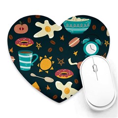 Seamless pattern with breakfast symbols morning coffee Heart Mousepads