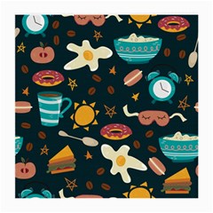 Seamless pattern with breakfast symbols morning coffee Medium Glasses Cloth