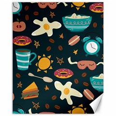 Seamless pattern with breakfast symbols morning coffee Canvas 11  x 14 