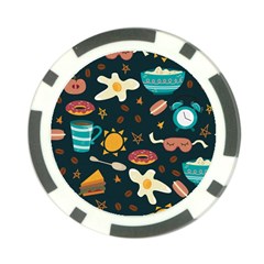 Seamless pattern with breakfast symbols morning coffee Poker Chip Card Guard