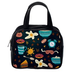 Seamless pattern with breakfast symbols morning coffee Classic Handbag (One Side)