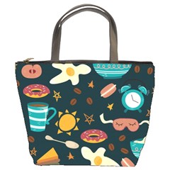 Seamless pattern with breakfast symbols morning coffee Bucket Bag