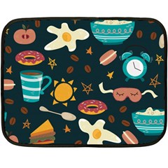 Seamless pattern with breakfast symbols morning coffee Fleece Blanket (Mini)