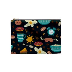 Seamless Pattern With Breakfast Symbols Morning Coffee Cosmetic Bag (medium) by BangZart