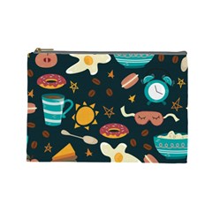 Seamless Pattern With Breakfast Symbols Morning Coffee Cosmetic Bag (large) by BangZart