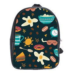 Seamless pattern with breakfast symbols morning coffee School Bag (Large)