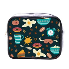 Seamless pattern with breakfast symbols morning coffee Mini Toiletries Bag (One Side)