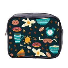 Seamless pattern with breakfast symbols morning coffee Mini Toiletries Bag (Two Sides)